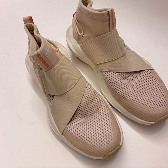 SOREL Kinetic tan beige slip on adjustable hightop sneaker shoe Explorer Defy 9 - Picture 6 of 10